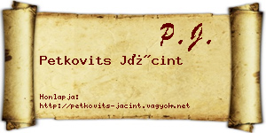 Petkovits Jácint névjegykártya